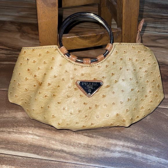 Prada Milano Ostrich Skin Hand Bag Purse - Picture 1 of 11